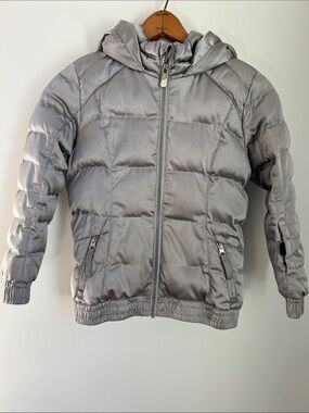 Spyder | Kids Metallic Silver Puffer Ski Jacket & Hood Winter Snow Outdoors Sz 6